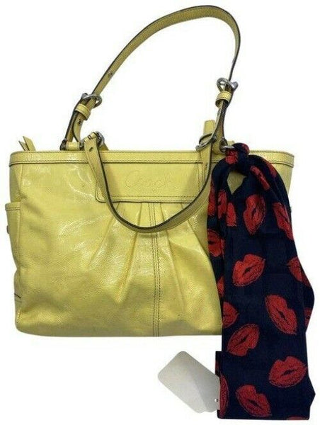 coach w w detachable specialty tie accent yellow shoulder bag