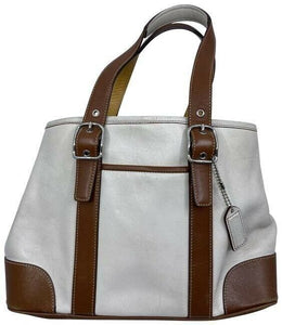 coach white brown leather shoulder bag