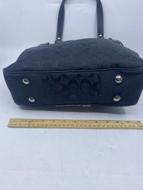 Coach Signature Stripe Python Black Fabric Shoulder Bag