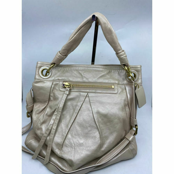 COACH XL Leather Cream Silver Shoulder Bag Very Good Condition