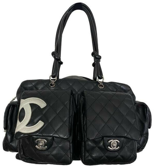 chanel reporter cambon black leather shoulder bag