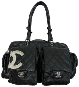 CHANEL Calfskin Quilted Large Cambon Multipocket Reporter Black