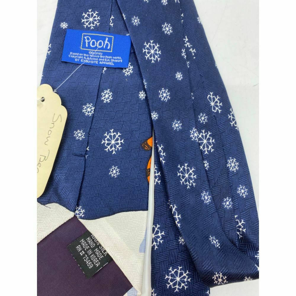 New! Winnie The Pooh Blue White Yellow Christmas Theme Neck Tie Msrp 35