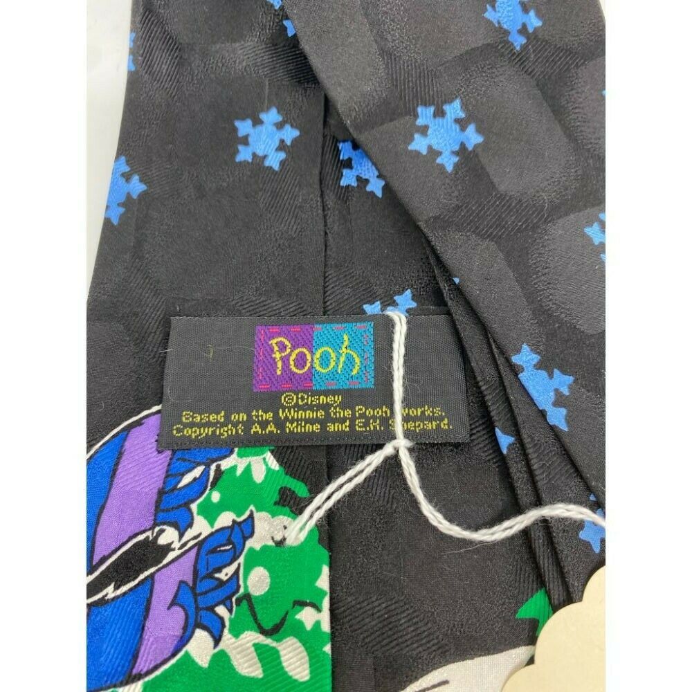 New! Winnie The Pooh Blue Green Christmas Theme Neck Tie Msrp 35