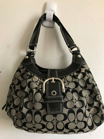 Coach Black Fabric Signature hand bag