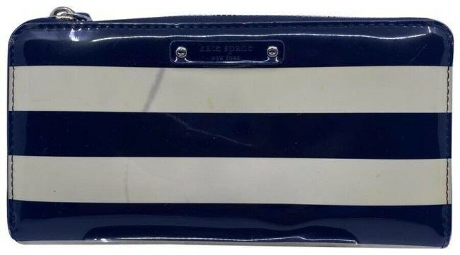 Kate Spade Black White Sailing Striped Large Wallet