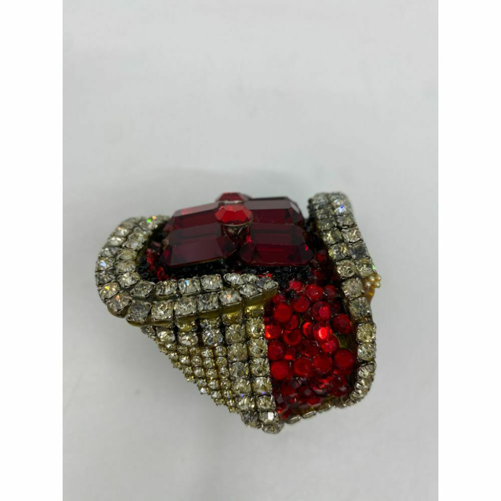 Rare! WENDY GELL 1985 Signed Red Be Jeweled Cuff Bracelet