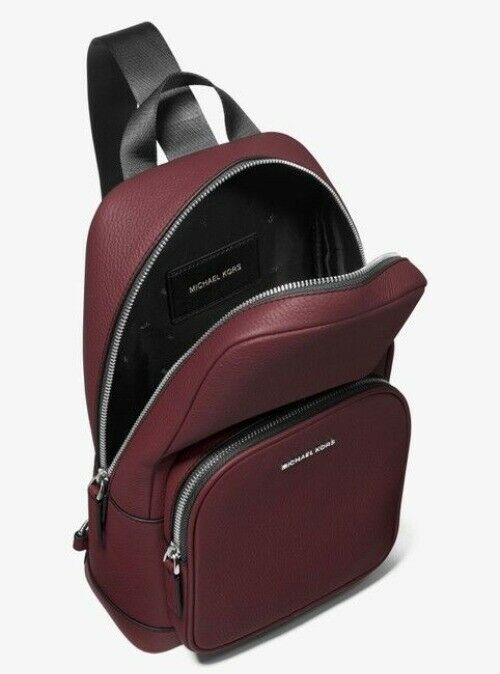 Michael Kors Cooper Ling Pack Merlot Pebbled Leather Backpack
