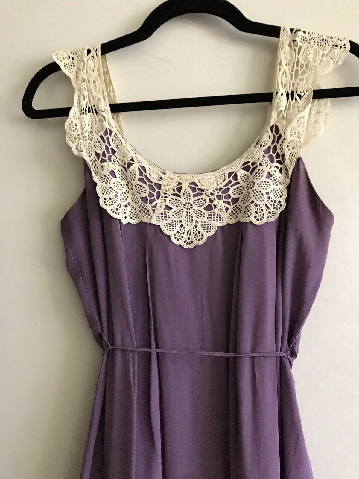 Milly Purple Silk Slip Dress With Crochet Trim Sz 4