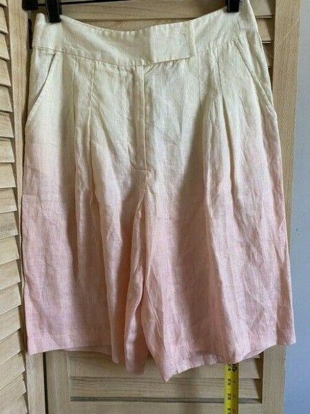 Nicole Miller pink off white new linen msrp small shorts