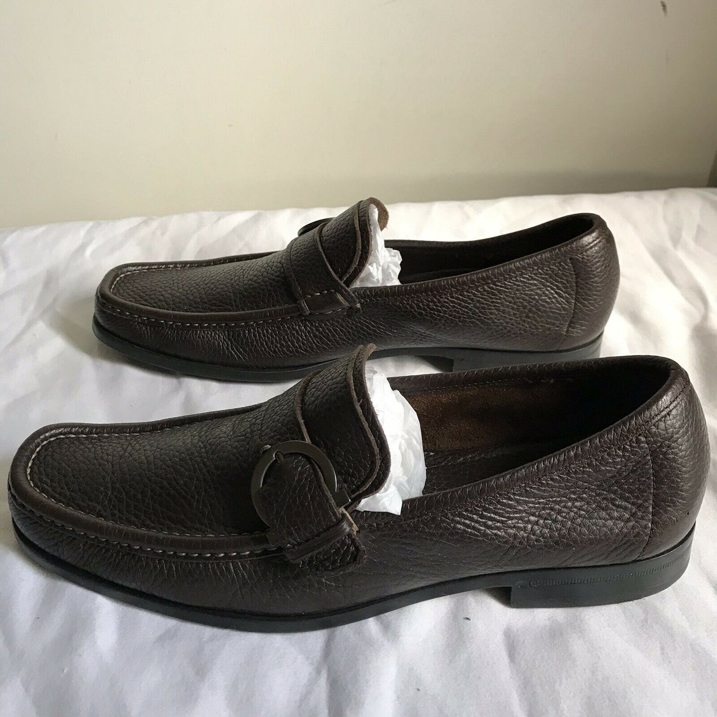 Salvatore Ferragamo Brown Pebbled Leather Size 7