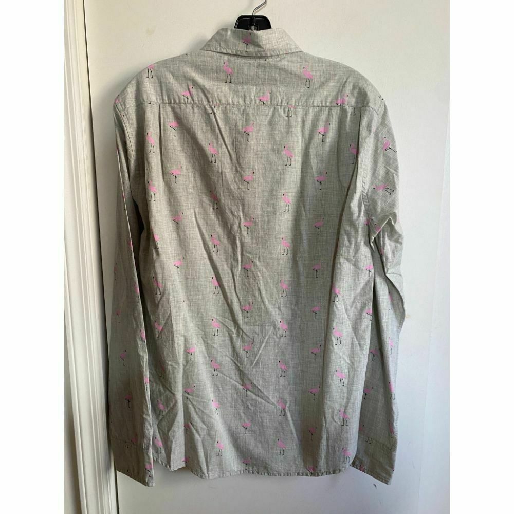 BONOBOS Gray Pink Printed Long Sleeve Button Down Shirt Size M