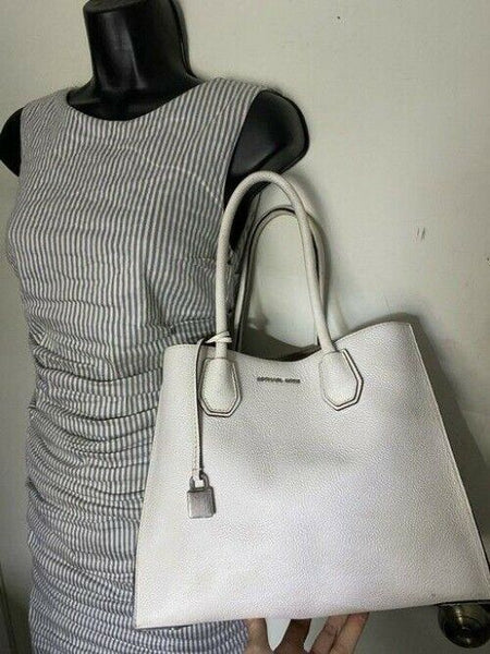michael kors large white leather shoulder bag