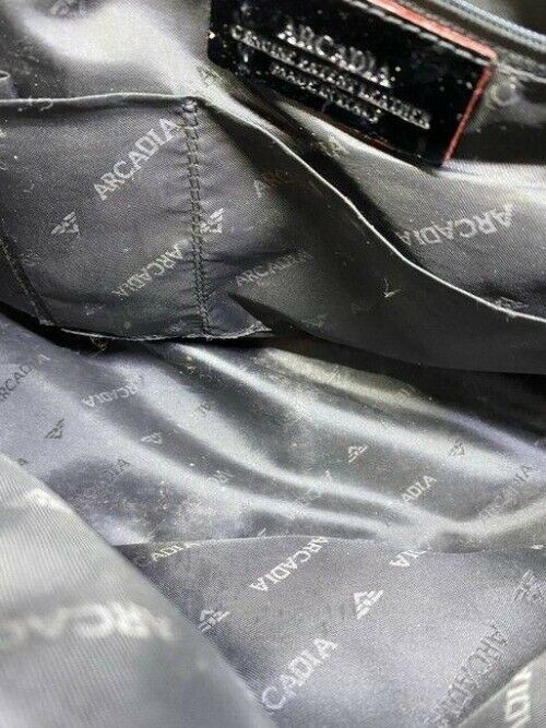 arcadia handbag made in italy black patent leather tote