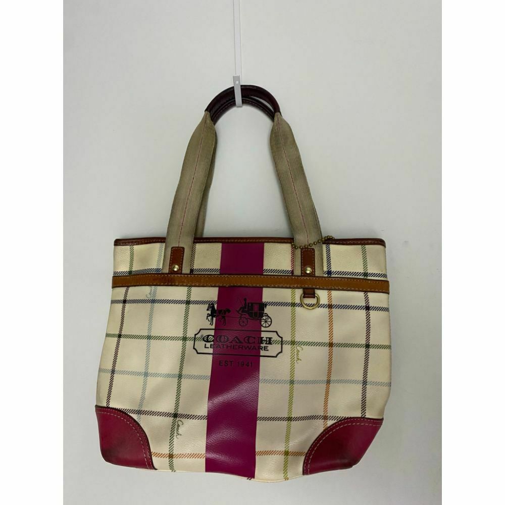 Coach Cream Red Coated Canvas Signature Handbag