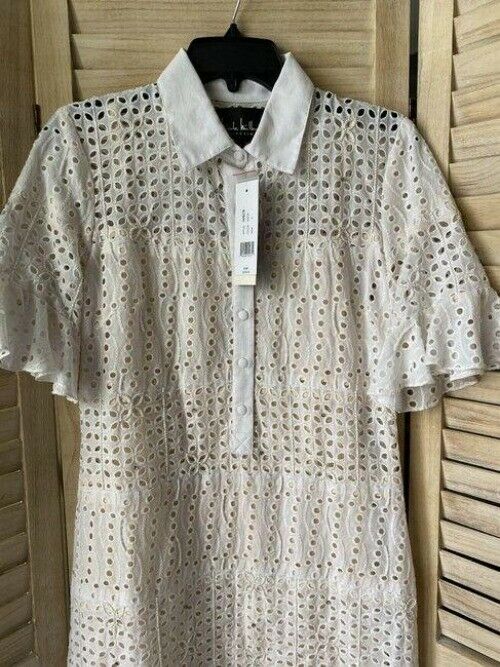 Nicole Miller white collared eyelet msrp