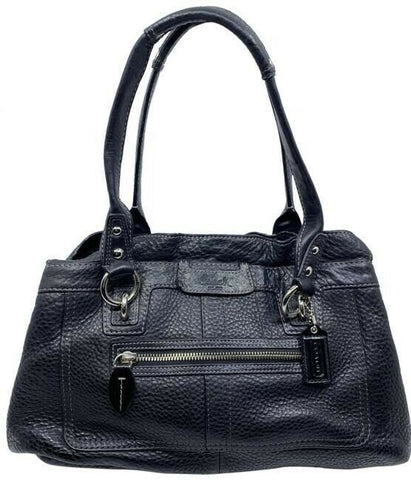coach large black leather shoulder bag