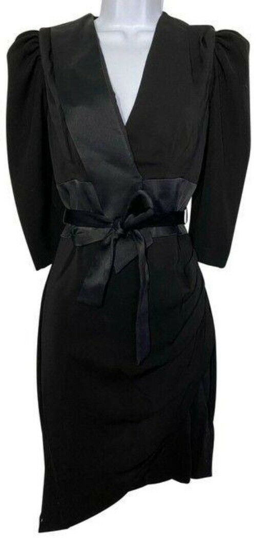 nicole miller black w new wrap around puff sleeves msrp