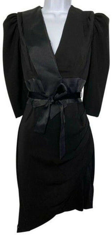 nicole miller black w new wrap around puff sleeves msrp