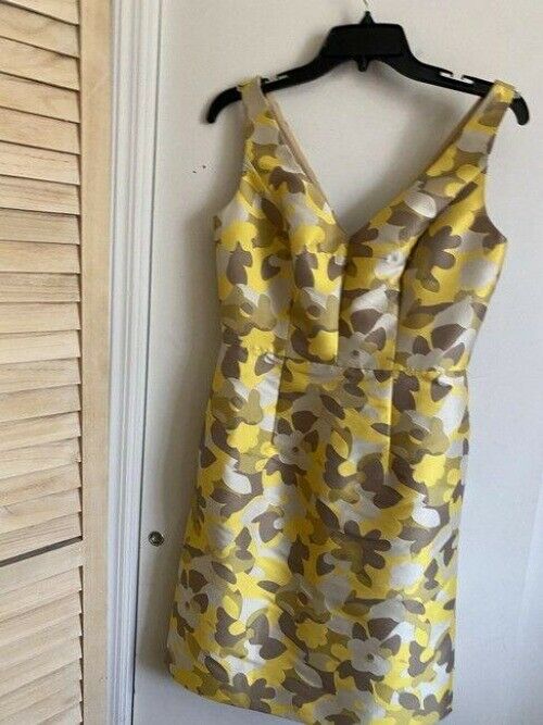 milly yellow white tan new printed msrp short formal dress