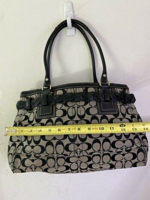 coach bag cream black fabric tote