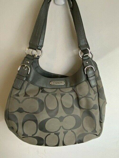 coach eddie tan olive jacquard fabric tote