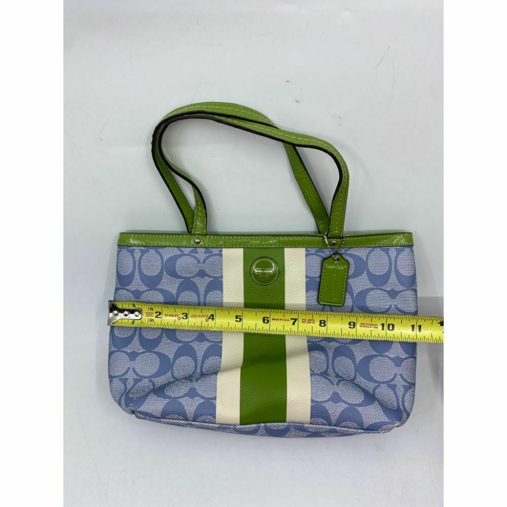 Coach Green Blue Coated Canvas Signature Handbag