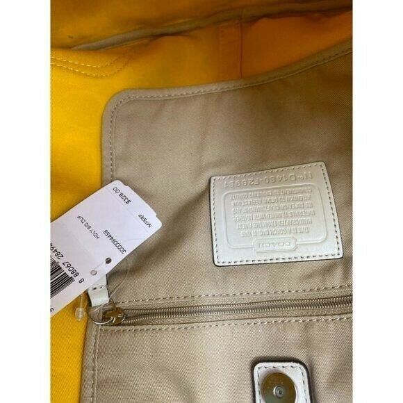 NWT Coach Tan White Fabric Tote Bag MSRP $328