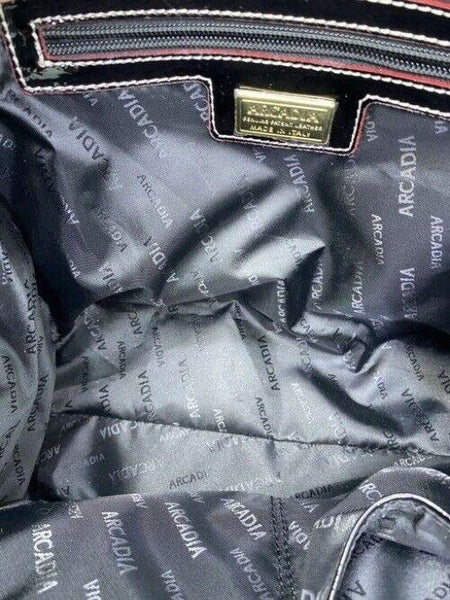 Arcadia Handbag Made In Italy Black Patent Leather Tote