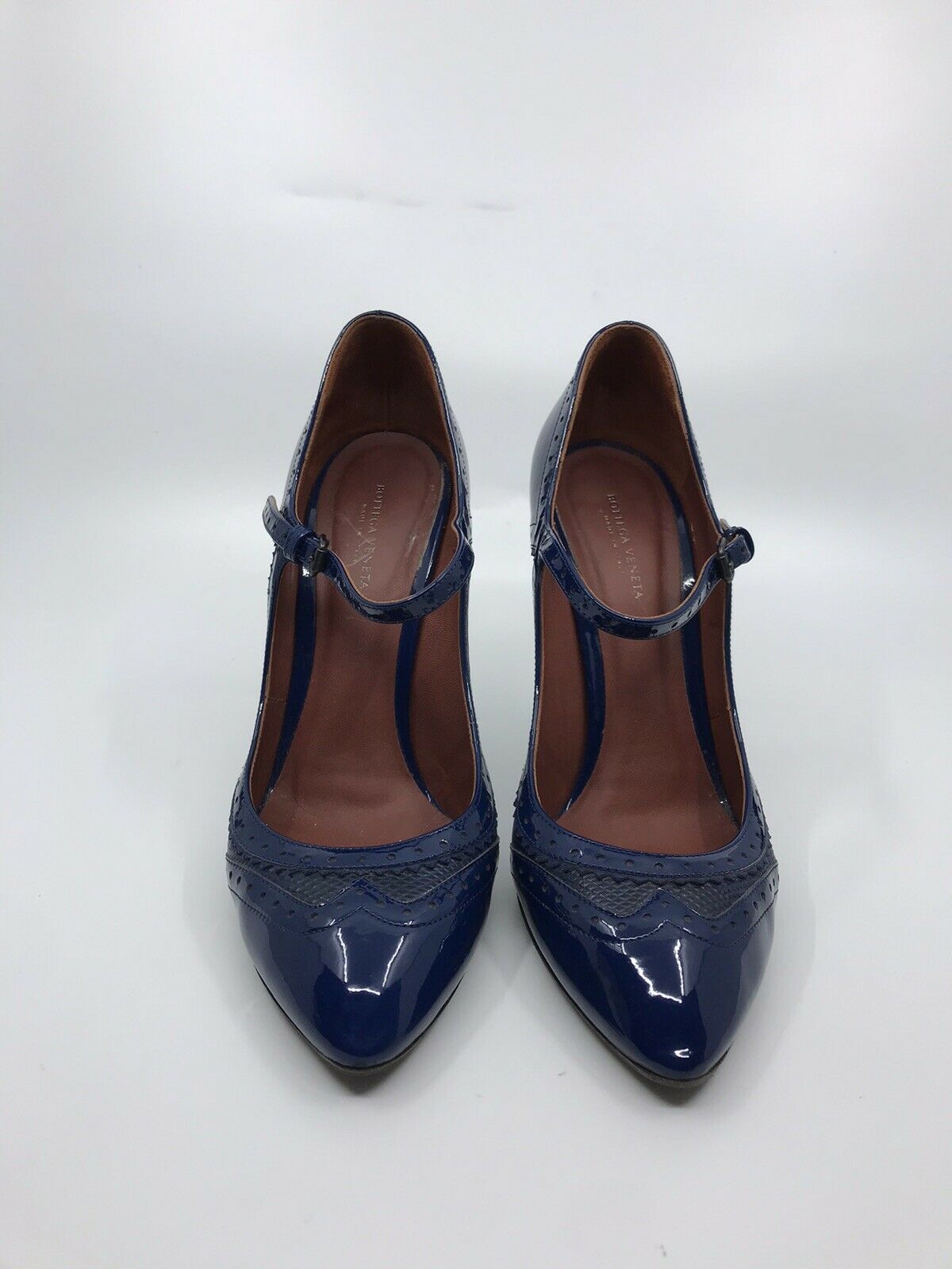 BOTTEGA VENETTA Blue high Heel Mary Jane Pumps 38.5