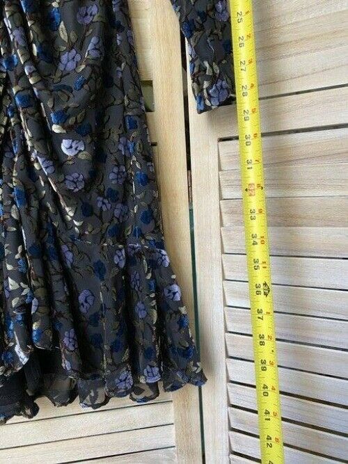 Nicole Miller Gray Blue Gold Floral Msrp Mid Length Short Casual Dress