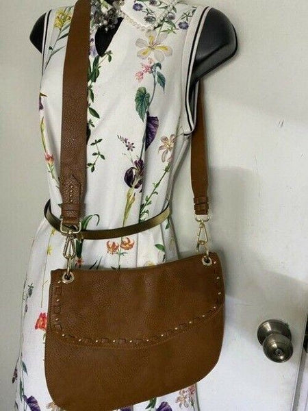 steve madden brown leather cross body bag