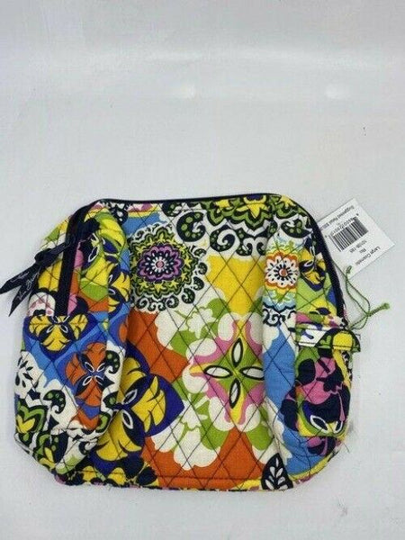 vera bradley yellow green blue quilted fabric cosmetic bag