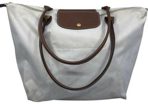 Longchamp Shopping Off White Brown Tote