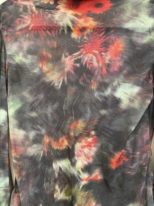 nicole miller gray red new mesh ls blouse
