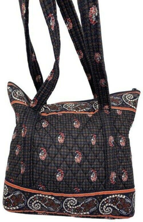 Vera Bradley Large Quilted Gray Tan White Shoulder Bag