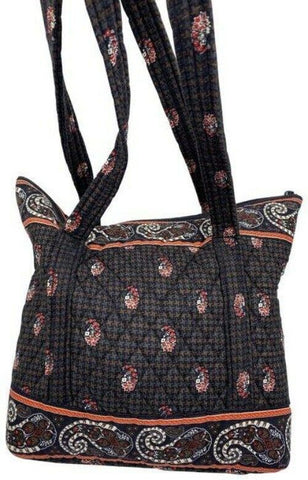 Vera Bradley Large Quilted Gray Tan White Shoulder Bag