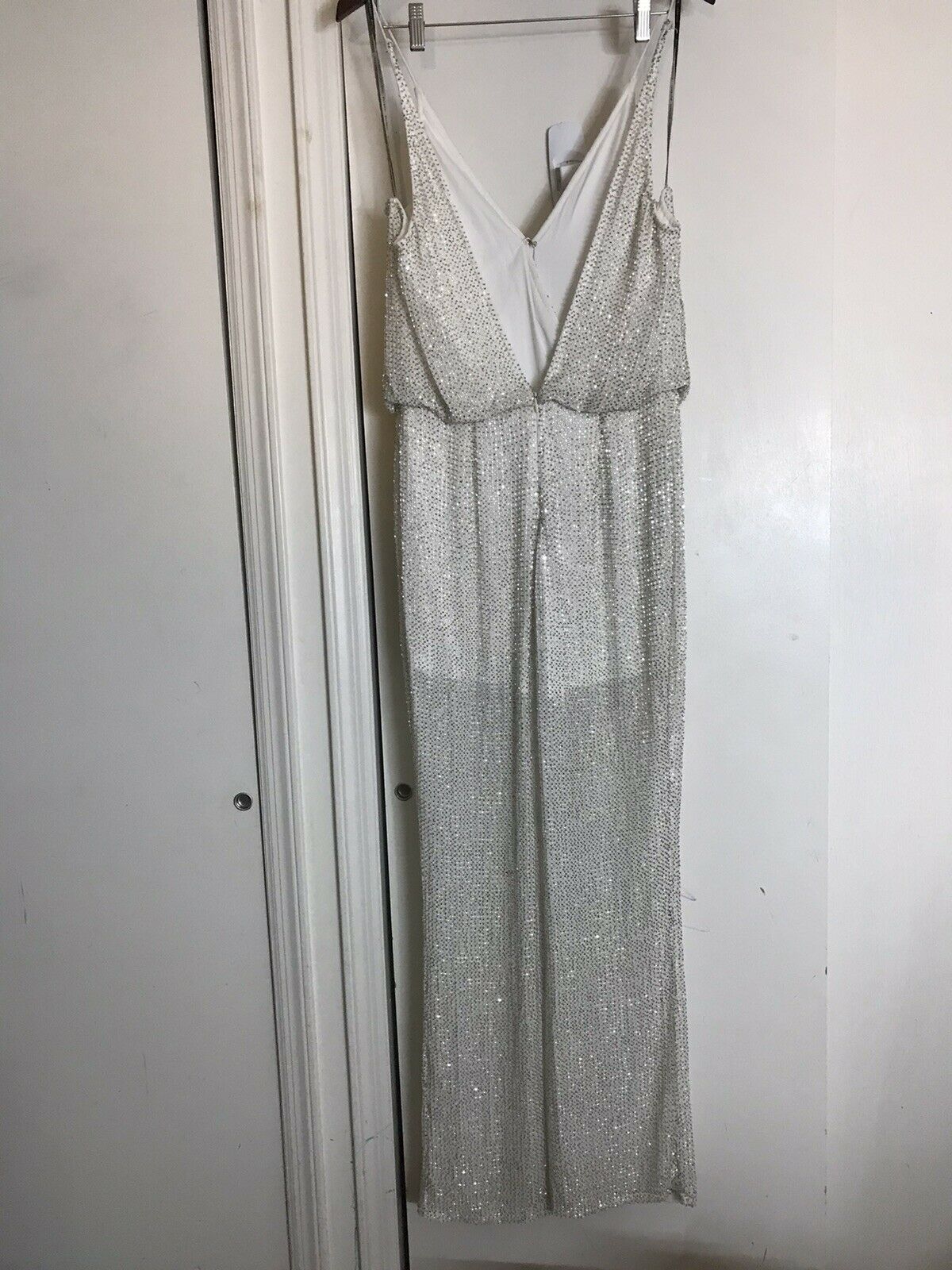 ROSA CHA White Fully Beaded Jumpsuit size 2