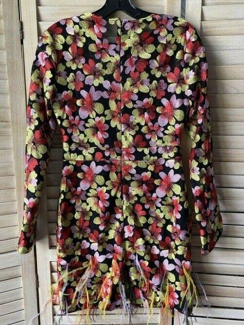 Nicole Miller Black Coral Green Msrp Short Casual Dress