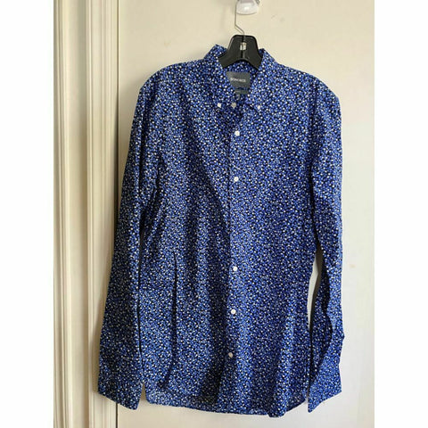 BONOBOS Blue Black White Printed Long Sleeve Button Down Shirt Size M