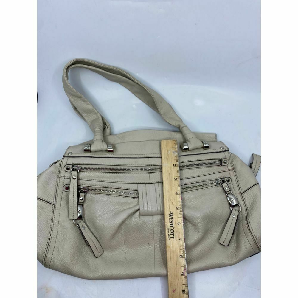 B. makowsky Cream Leather Shoulder Bag