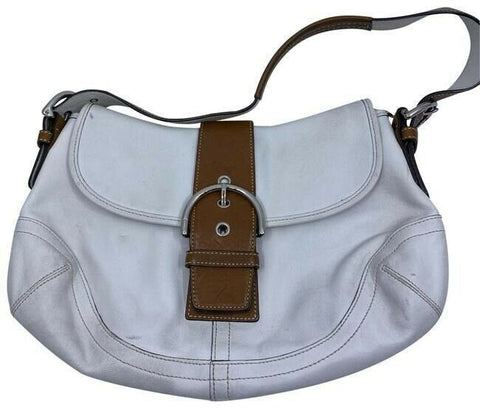 coach white brown leather shoulder bag