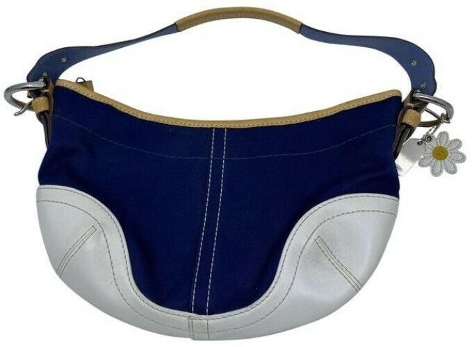 Coach Small Handbag Blue White Hobo Bag