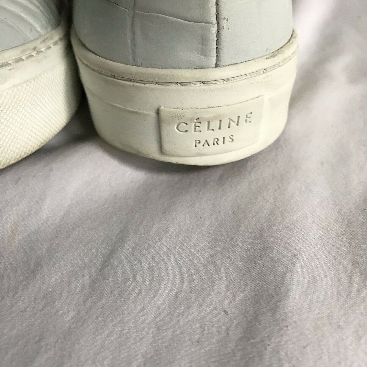 CELINE White Croc Embossed Size 9