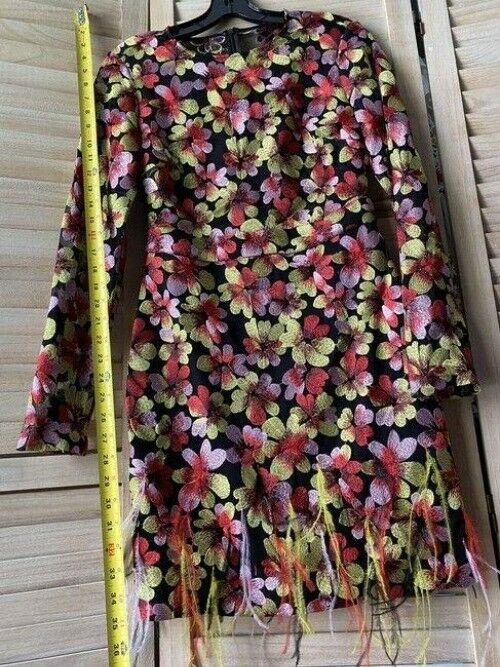 Nicole Miller Black Coral Green Msrp Short Casual Dress