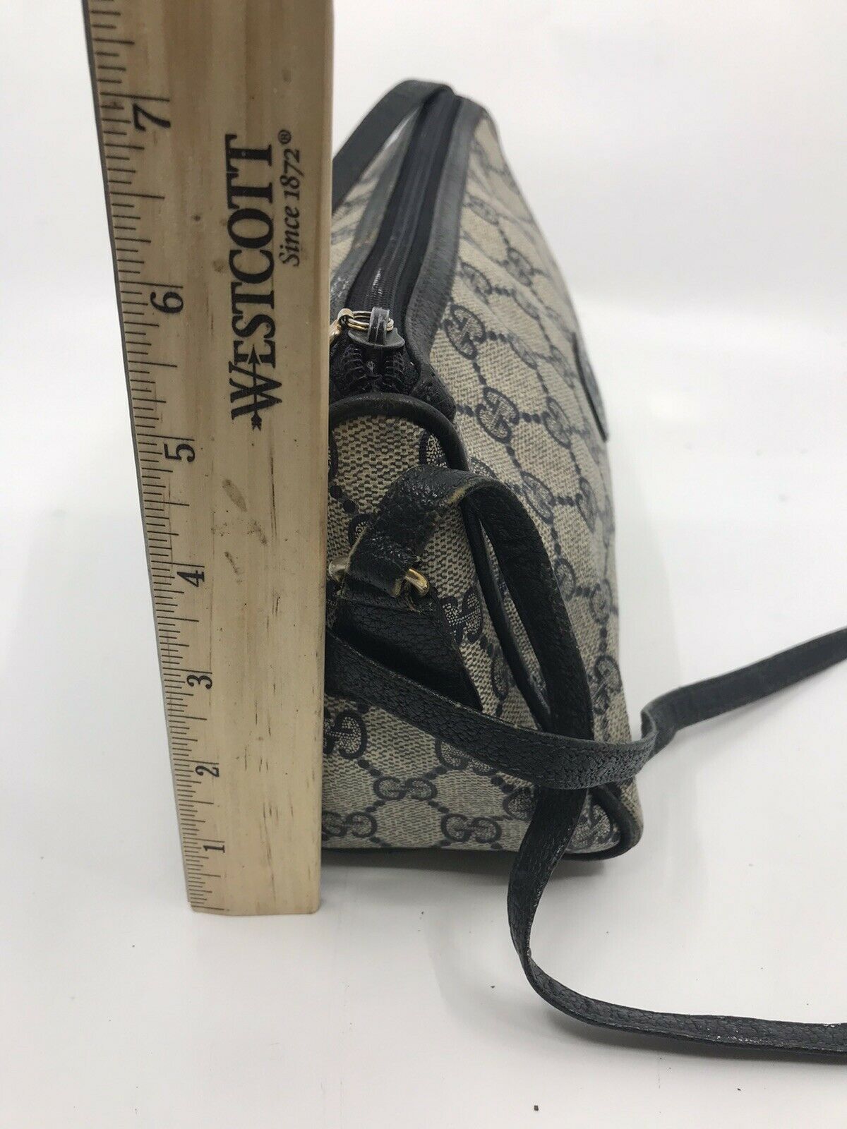 GUCCI Vintage Navy  Shoulder Bag All Over Signature