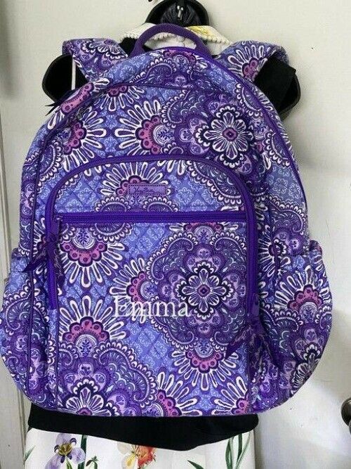 vera bradley quilted large purple blue backpack