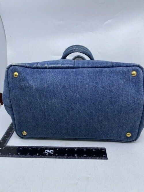 Prada Canapa Shoppers Tote Blue Denim Shoulder Bag