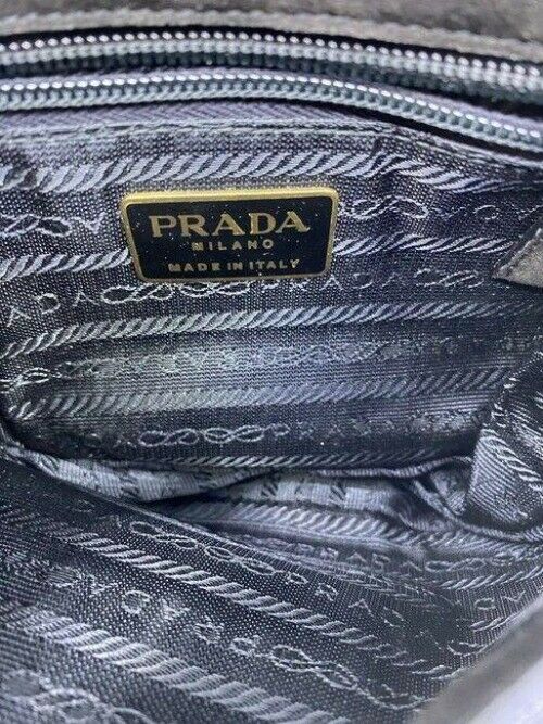 Prada black suede leather cross body bag