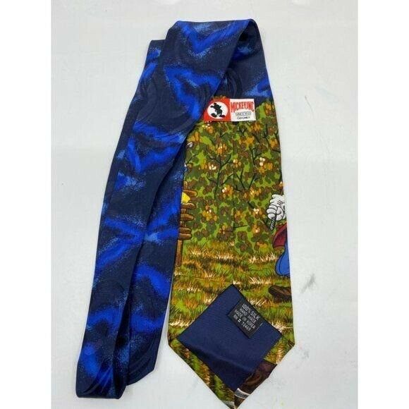 NWOT Disney Novelty Green Blue Neck Tie 100% Silk